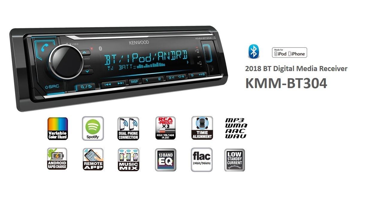 Receptor Digital Kenwood KMM-BT304 con Bluetooth incorporado - Imagen 1